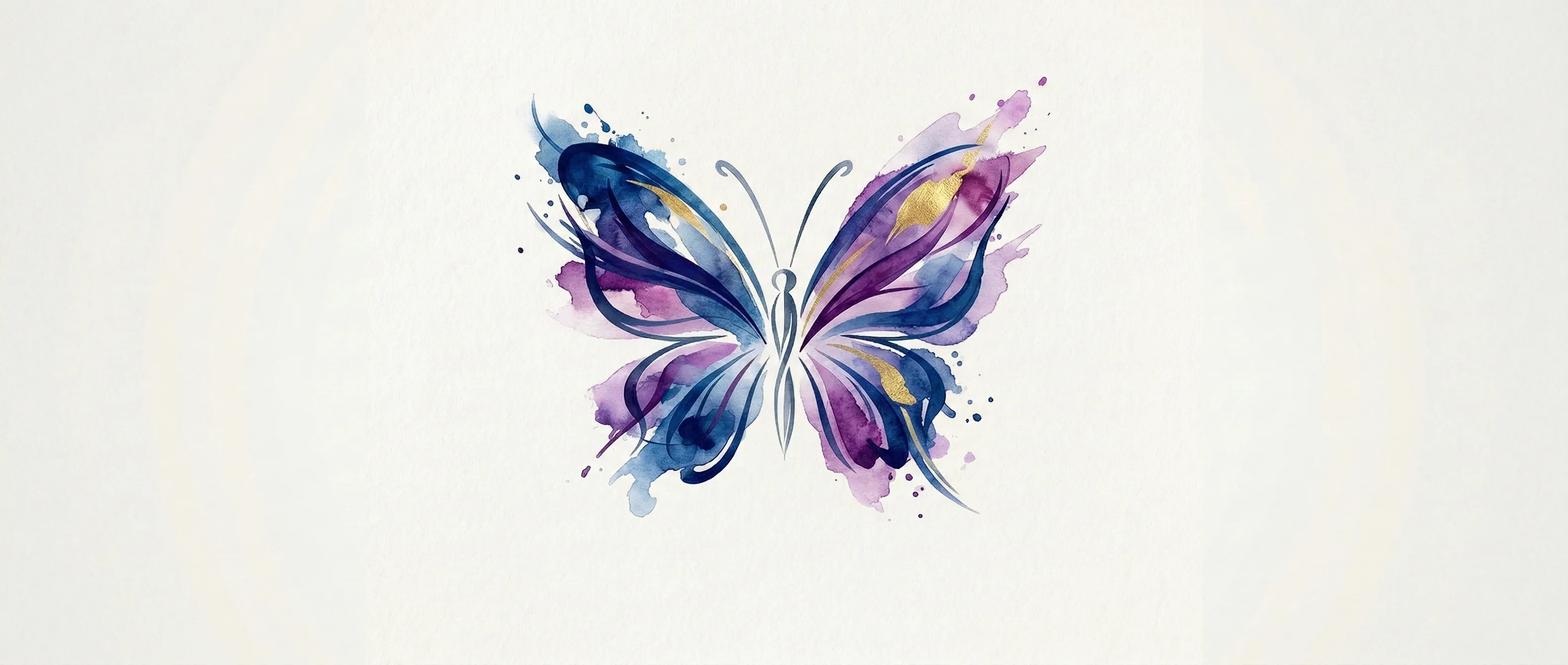 Bannière d'art de Rey Gravure avec un papillon aquarelle multicolore.